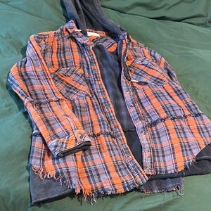 We The Free Orange and Blue Plaid Jacket